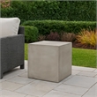 Benjara Ebec Outdoor Side Table- Modern Cube Light Gray Faux Concrete- 22 Inch