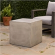 Benjara Ebec Outdoor Side Table- Modern Cube Light Gray Faux Concrete- 22 Inch