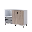 Benjara Wine Cabinet- 2 Drawers- Stemware and Bottle Rack- White Brown Gray