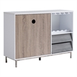 Benjara Wine Cabinet- 2 Drawers- Stemware and Bottle Rack- White Brown Gray