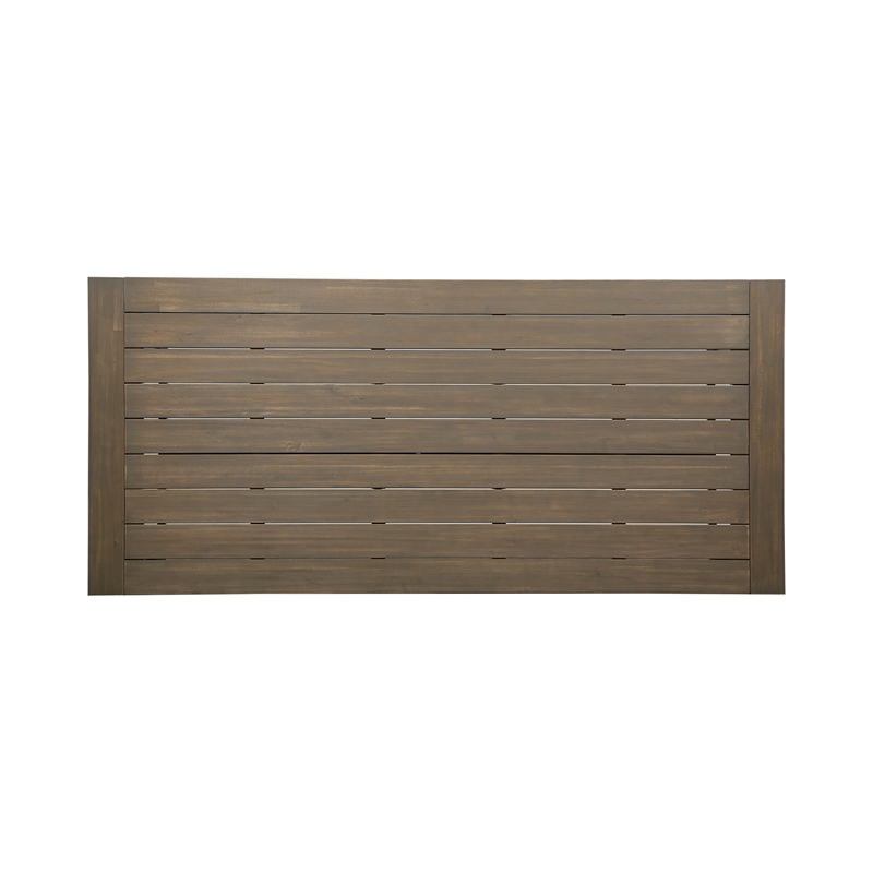 Benjara Leslee Outdoor Dining Table- Brown Top- Black Wood Rectangular 79 Inch