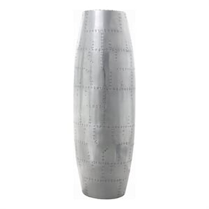 Benjara Barrel Shape Bar Cabinet- 71&quot Contemporary Oblong Silver Metal