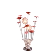 Benjara Accent Table Lamp- LED- Red Roses Trumpet Crystal Vase- Chrome 21 Inch