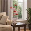 Benjara Accent Table Lamp- LED- Red Roses Trumpet Crystal Vase- Chrome 21 Inch