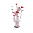 Benjara Accent Table Lamp- LED- Red Roses Trumpet Crystal Vase- Chrome 21 Inch