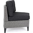 Benjara Rune Outdoor Curved 4 Seater Sofa- PE Rattan Weave- Iron- Gray Fabric
