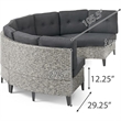 Benjara Rune Outdoor Curved 4 Seater Sofa- PE Rattan Weave- Iron- Gray Fabric
