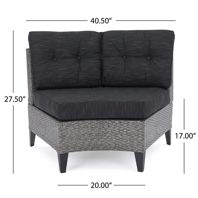 Benjara Modular Outdoor Corner Sofa Seat Set of 2- Rattan Wicker Weave- Gray