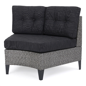 Benjara Modular Outdoor Corner Sofa Seat Set of 2- Rattan Wicker Weave- Gray