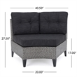 Benjara Modular Outdoor Corner Sofa Seat Set of 2- Rattan Wicker Weave- Gray