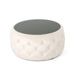 Benjara Ottoman Coffee Table- Beige Tufted Velvet- 30