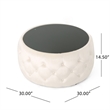 Benjara Ottoman Coffee Table- Beige Tufted Velvet- 30