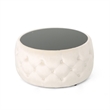 Benjara Ottoman Coffee Table- Beige Tufted Velvet- 30