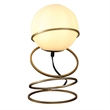 Benjara Table Lamp- White Glass Globe- 4 Spiral Ring Accented Base 14 Inch