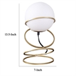 Benjara Table Lamp- White Glass Globe- 4 Spiral Ring Accented Base 14 Inch