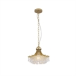Benjara Accent Chandelier- Classic Crystal Inspired Cascade Gold Metal 12 Inch