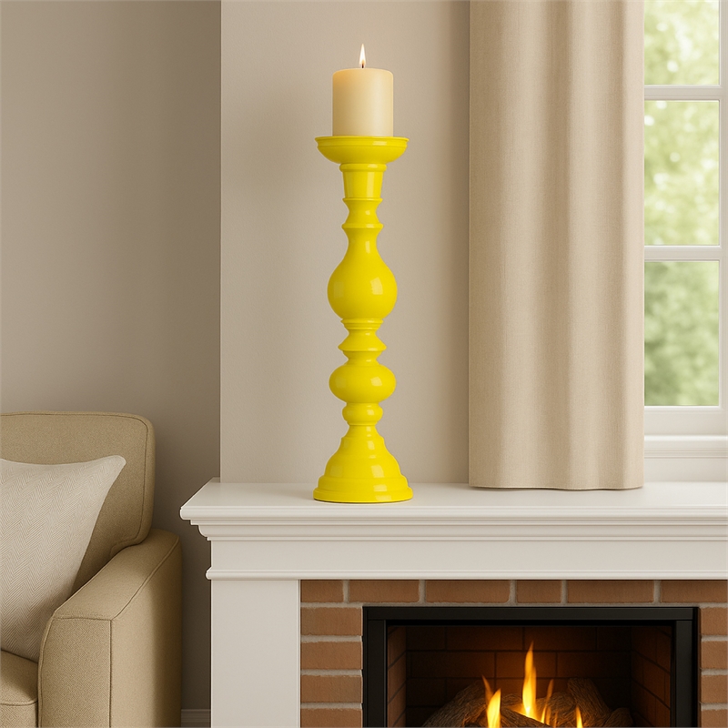 Benjara Naze Tabletop Candle Holder with Turned Accents- 23