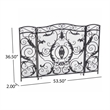 Benjara Fireplace Screen- Scrollwork Mesh Design- Iron w Black- Silver Finish