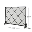 Benjara Fireplace Screen- Classic Diamond Shape with Mesh- 41x32 Black Finish