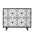Benjara Fireplace Screen- Overlapping Circles w Mesh- 41x31 Matte Black Frame