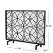 Benjara Fireplace Screen- Overlapping Circles w Mesh- 41x31 Matte Black Frame