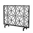 Benjara Fireplace Screen- Overlapping Circles w Mesh- 41x31 Matte Black Frame