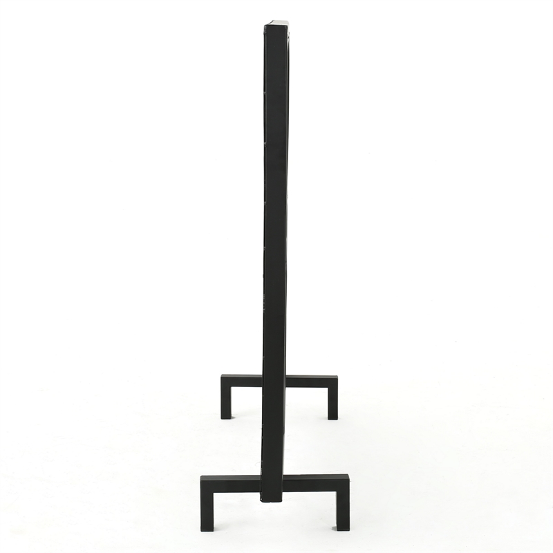 Benjara Fireplace Screen- Overlapping Circles w Mesh- 41x31 Matte Black Frame