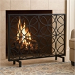 Benjara Fireplace Screen- Overlapping Circles w Mesh- 41x31 Matte Black Frame