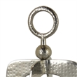 Benjara Brie Candle Holder Lantern- 27 Inch- Silver Metal Frame- Glass Shade