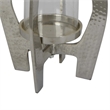 Benjara Brie Candle Holder Lantern- 27 Inch- Silver Metal Frame- Glass Shade