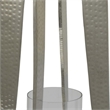 Benjara Brie Candle Holder Lantern- 27 Inch- Silver Metal Frame- Glass Shade