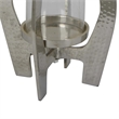 Benjara Brie Candle Holder Lantern- 27 Inch- Silver Metal Frame- Glass Shade