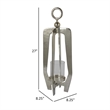 Benjara Brie Candle Holder Lantern- 27 Inch- Silver Metal Frame- Glass Shade