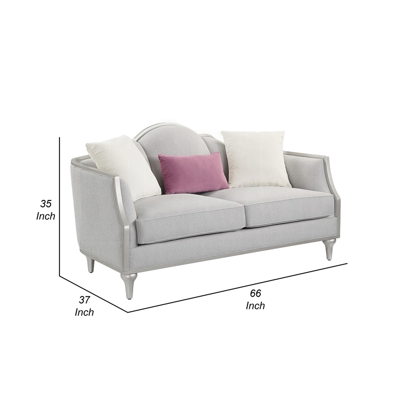 Benjara Kyna Loveseat- 3 Pillows- 66
