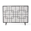 Benjara 31x41 Fireplace Screen with Mesh- Contemporary Design- Black- Silver