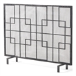 Benjara 31x41 Fireplace Screen with Mesh- Contemporary Design- Black- Silver
