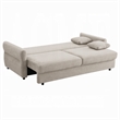 Benjara Isy Sofa with Pull Out Sleeper- Removable Cushions- 2 Pillows- Beige