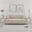 Benjara Isy Sofa with Pull Out Sleeper- Removable Cushions- 2 Pillows- Beige