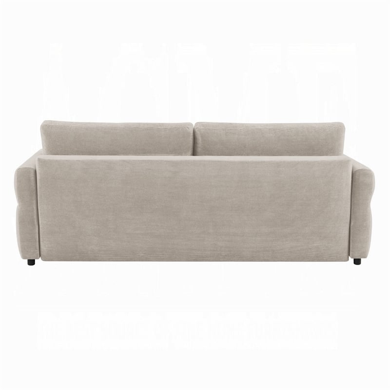 Benjara Isy Sofa with Pull Out Sleeper- Removable Cushions- 2 Pillows- Beige