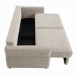 Benjara Isy Sofa with Pull Out Sleeper- Removable Cushions- 2 Pillows- Beige