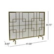 Benjara 31x41 Fireplace Screen- Overlapping Square Design- Classic Gold Iron