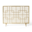 Benjara 31x41 Fireplace Screen- Overlapping Square Design- Classic Gold Iron