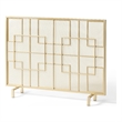 Benjara 31x41 Fireplace Screen- Overlapping Square Design- Classic Gold Iron