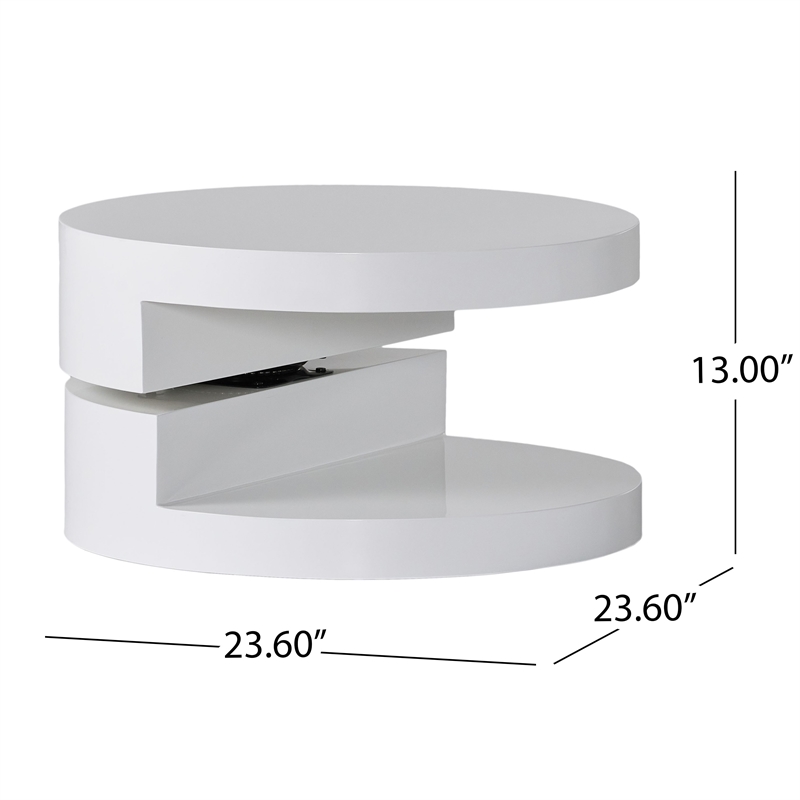 Benjara Coffee Table- Open Shelf- Rotating 24