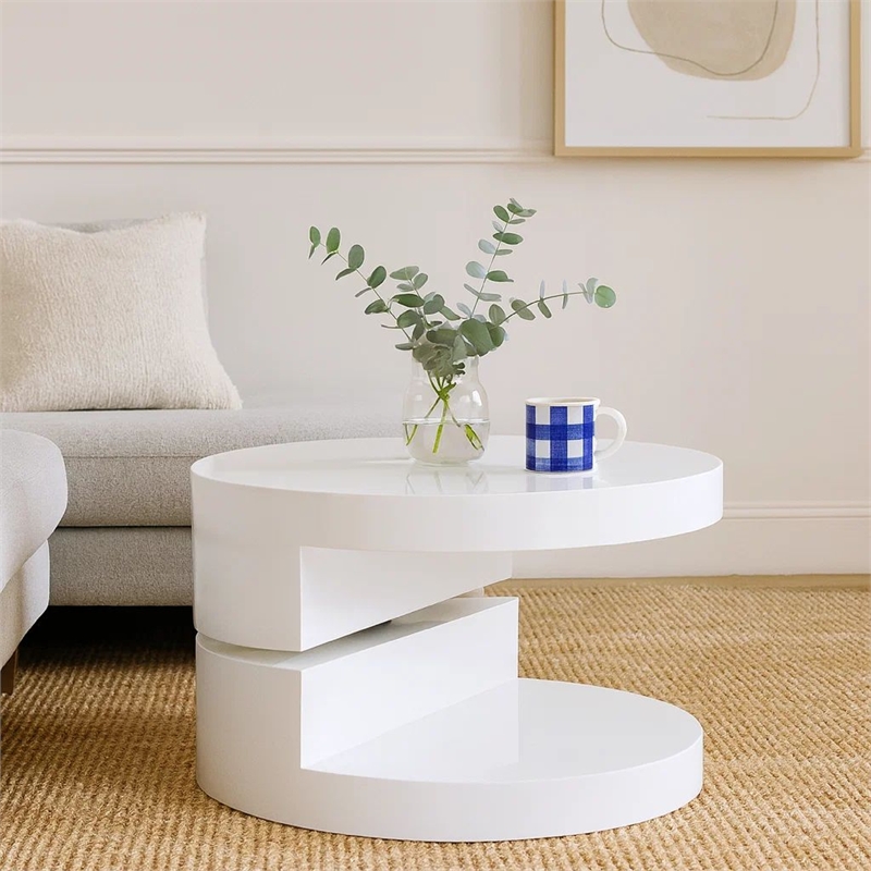 Benjara Coffee Table- Open Shelf- Rotating 24