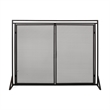 Benjara Fireplace Screen- 2 Doors- Open Diamond Mesh Design- Matte Black Iron