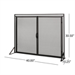 Benjara Fireplace Screen- 2 Doors- Open Diamond Mesh Design- Matte Black Iron