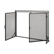 Benjara Fireplace Screen- 2 Doors- Open Diamond Mesh Design- Matte Black Iron