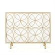 Benjara Gold Fireplace Screen- Single Panel Overlapping Circle Design- 41x31