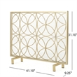 Benjara Gold Fireplace Screen- Single Panel Overlapping Circle Design- 41x31